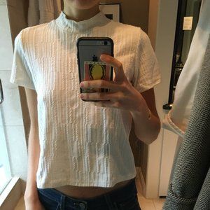 Textured Cotton Turtleneck T-Shirt